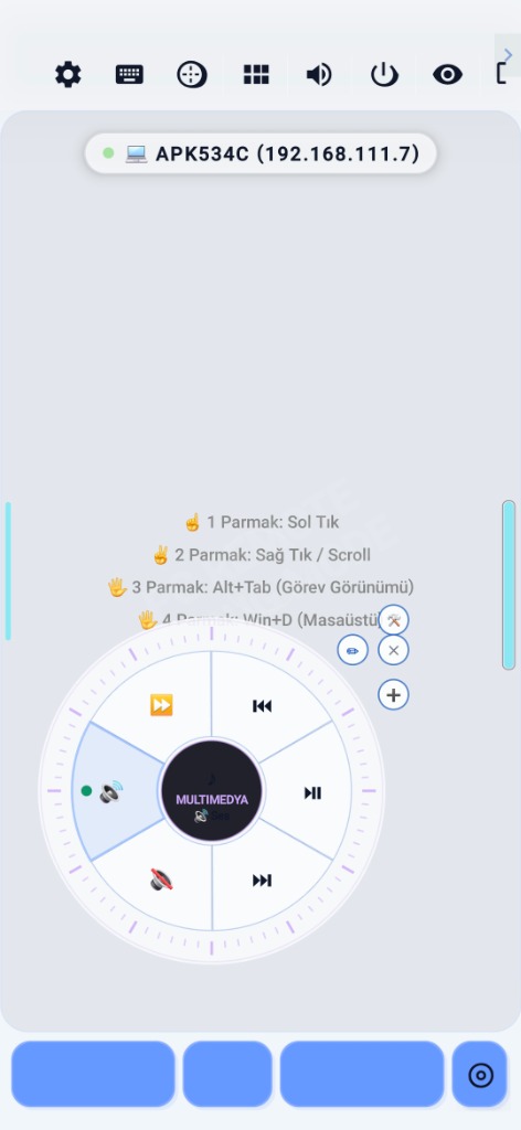 RemoteKey Quick Wheel Kısayol Ekranı