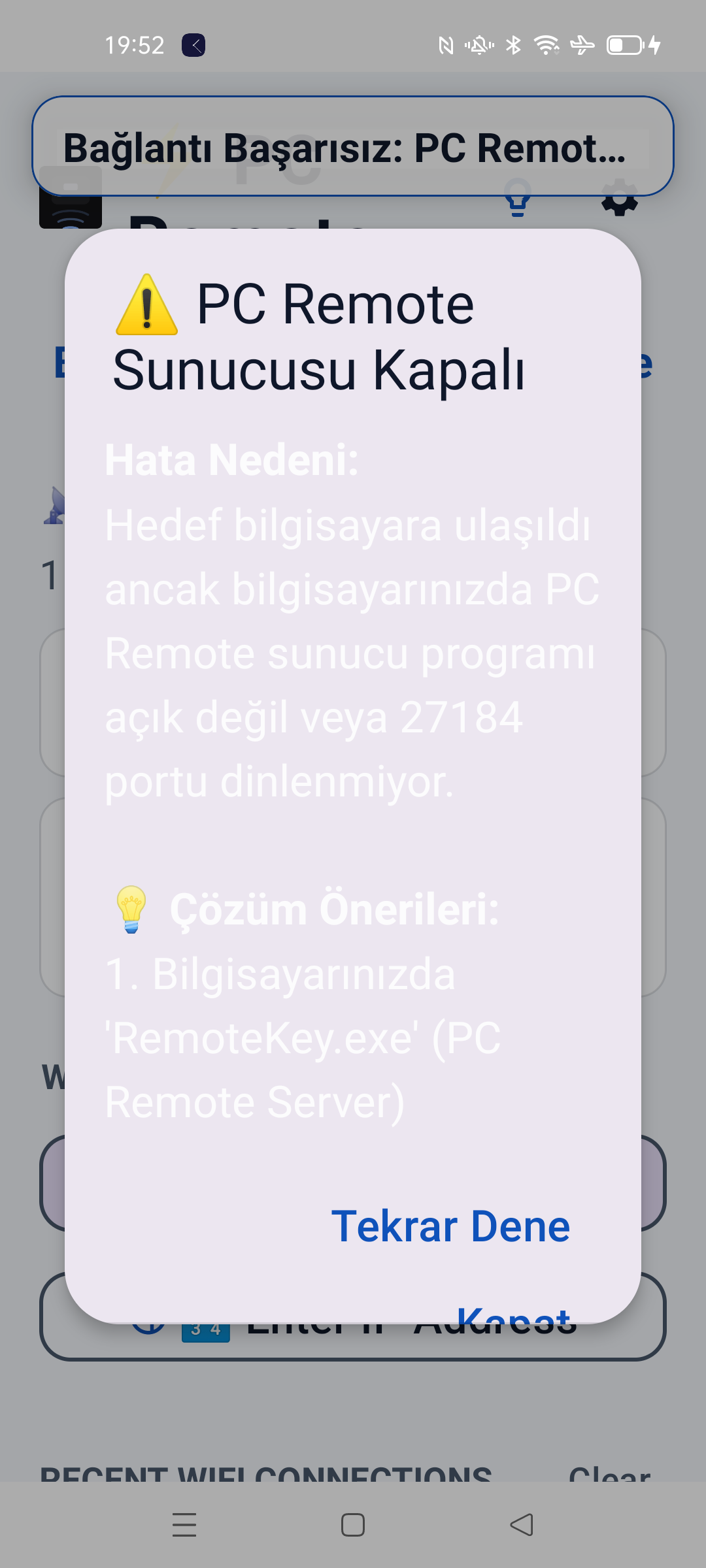 Sürüm Uyuşmazlığı Hata Dialog Ekranı
